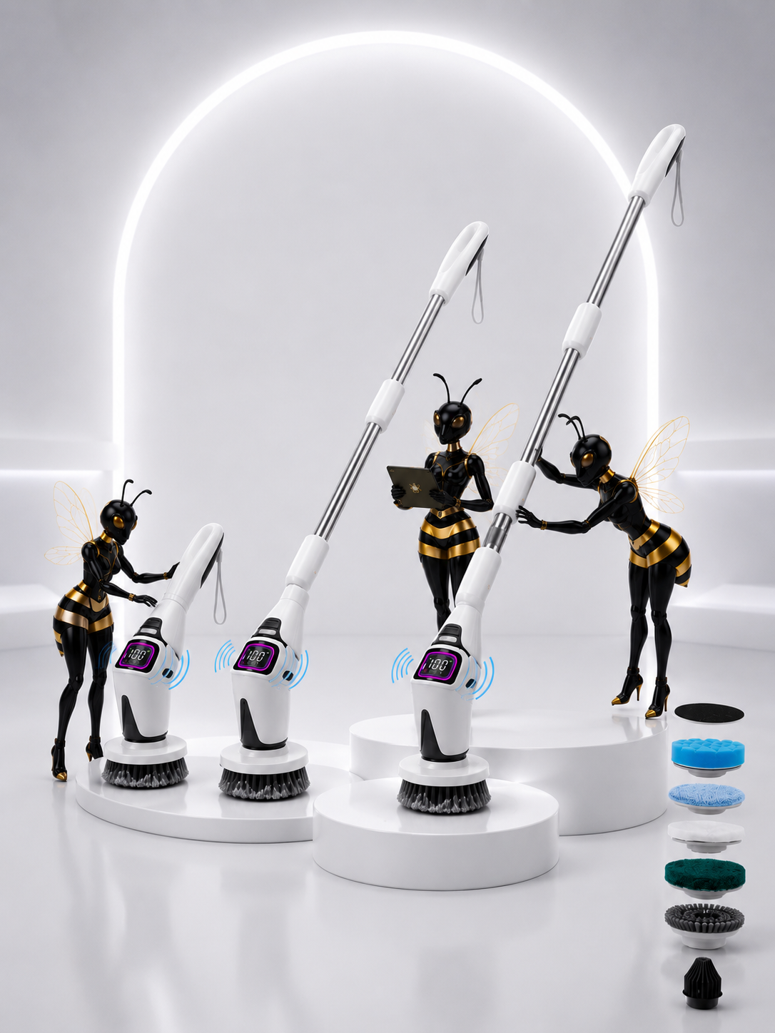 Wireless Electric Cleaning Brush with Voice Prompt
