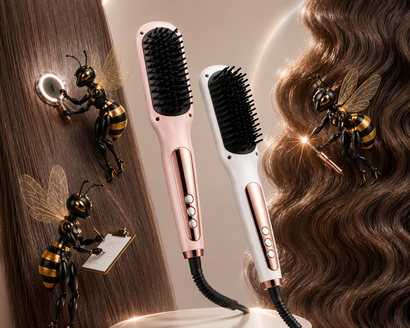 Dual-Purpose Hair Straightener and Curling Comb