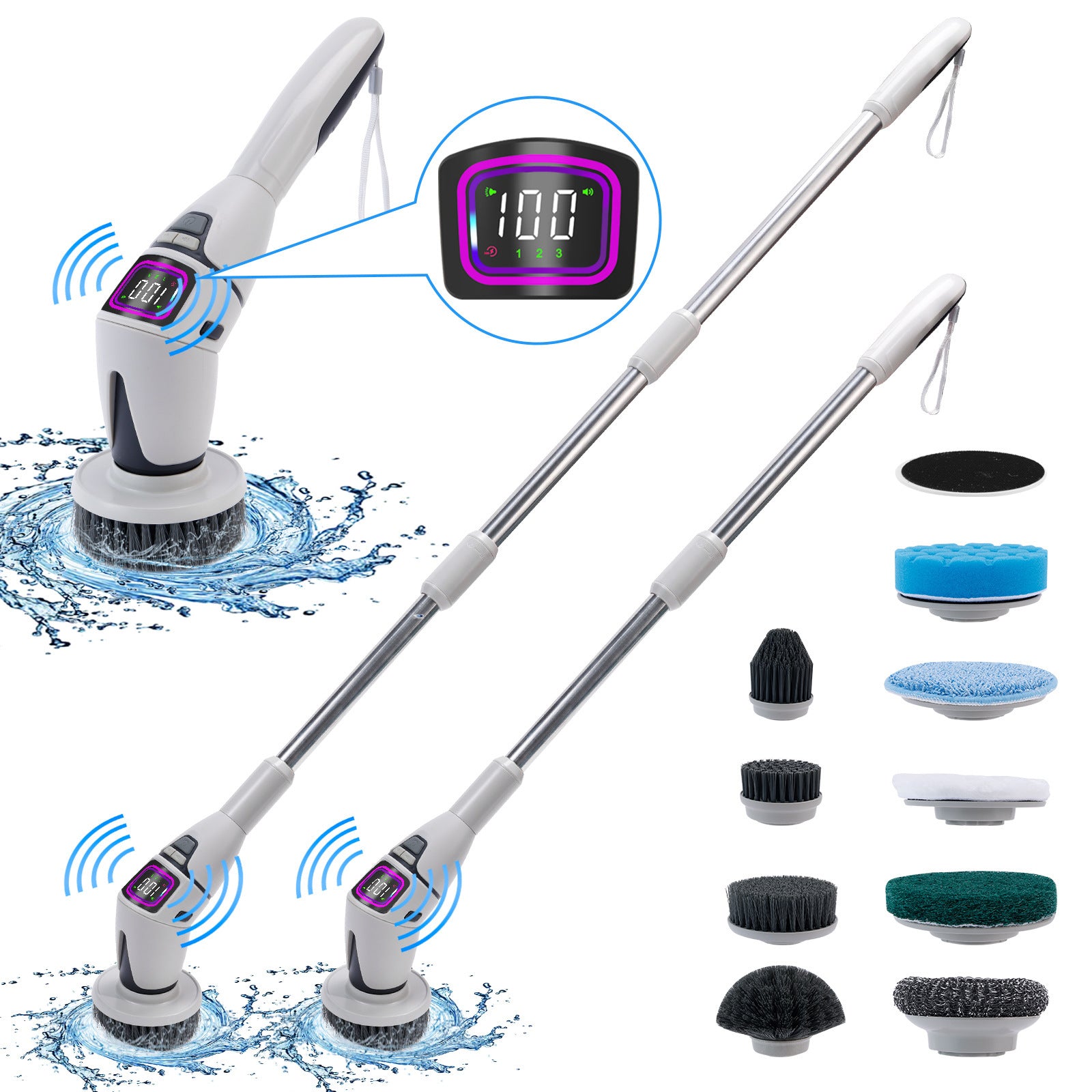 Wireless Electric Cleaning Brush with Voice Prompt